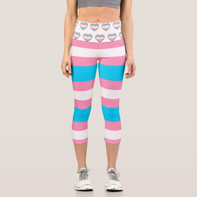 Leggings Capri Transgender Flag Pink, White and Blue LGBTQIA+ (Recto)