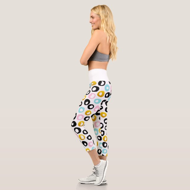 Leggings Capri Trendy Abstract Dots Pattern (Gauche)