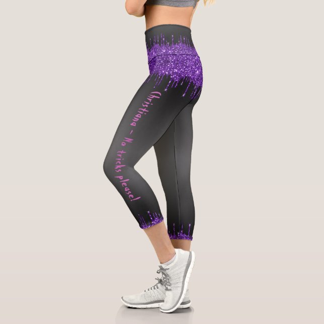 Leggings Capri Trendy lilas glam goutte à goutte Halloween thème  (Gauche)