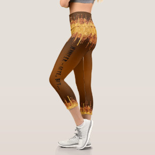 Leggings Capri Trendy orange glam goutte à goutte thème Halloween