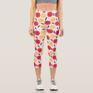 Leggings Capri Trendy Summer Fruit Orange Pomegranate Slice