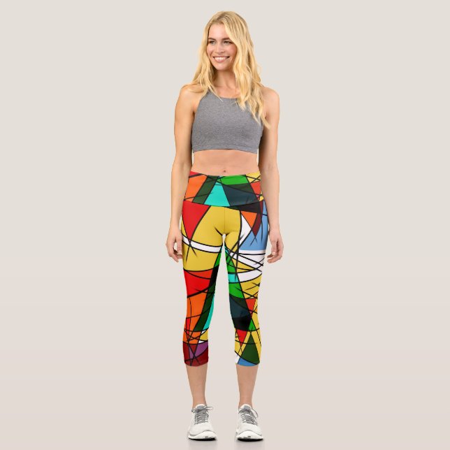 Leggings Capri Triangle Coloré Géométrique Moderne  (Recto)