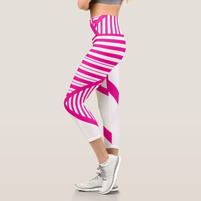 Leggings Capri Triangle en Magenta et Blanc (Gauche)