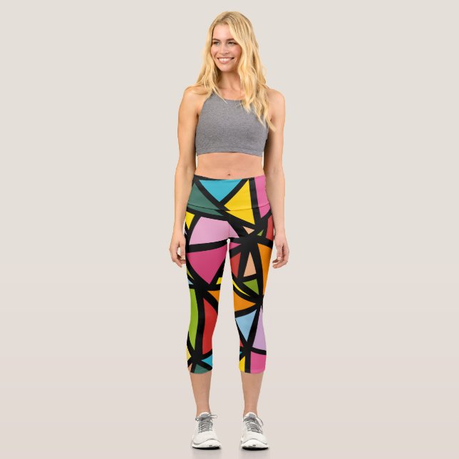 Leggings Capri Triangles colorés motif 3 (Recto)