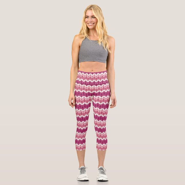 Leggings Capri Tricoté rose en zig zag (Recto)
