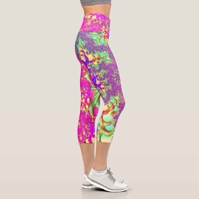 Leggings Capri Tripant Funky Vibrant Néon Groovy Trip Acide Fract (Droite)