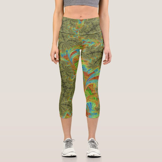 Leggings Capri Trippy Psychedelic Spiral Fractal Art (Recto)