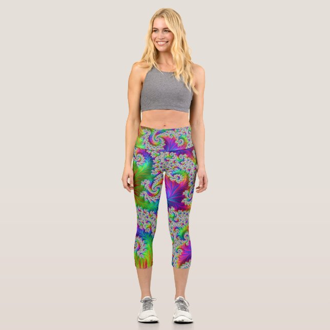 Leggings Capri Trippy Vibrant Gras Trippy Rainbow Spiral Fractal (Recto)