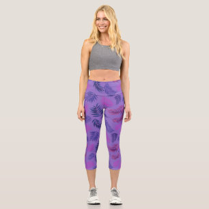 Leggings Capri Tropical Leaves Pattern 19