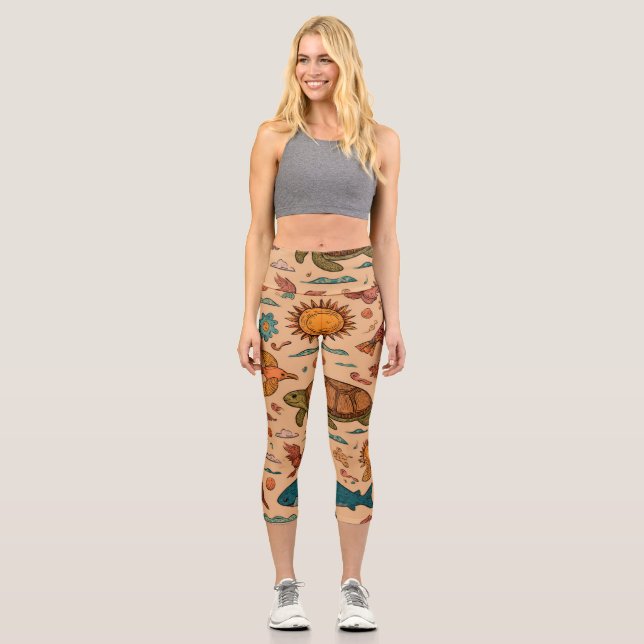 Leggings Capri Tropical Vibes High Waisted Capris Gift (Recto)