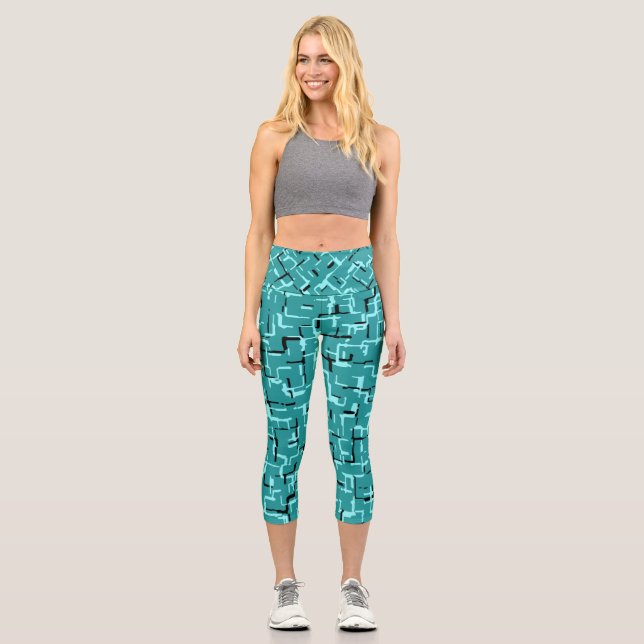 Leggings Capri Turquoise Vert Motif moderne (Recto)