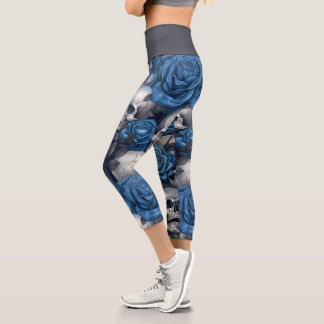 Leggings Capri Un crâne et une série Rose 12