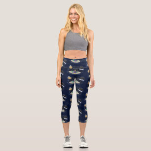 Leggings Capri Un joli poisson heureux dans l'espace dessin animé