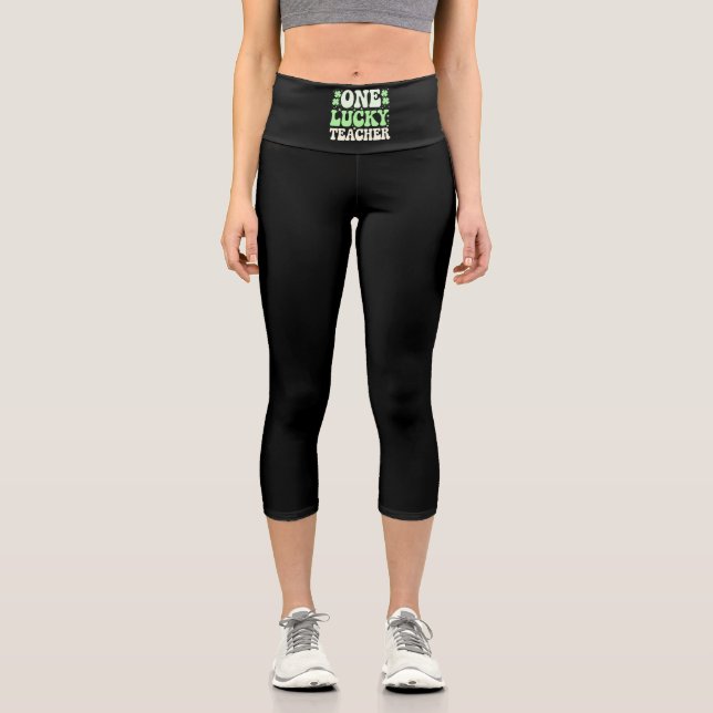 Leggings Capri Un professeur chanceux professeur rétro groovy St- (Recto)