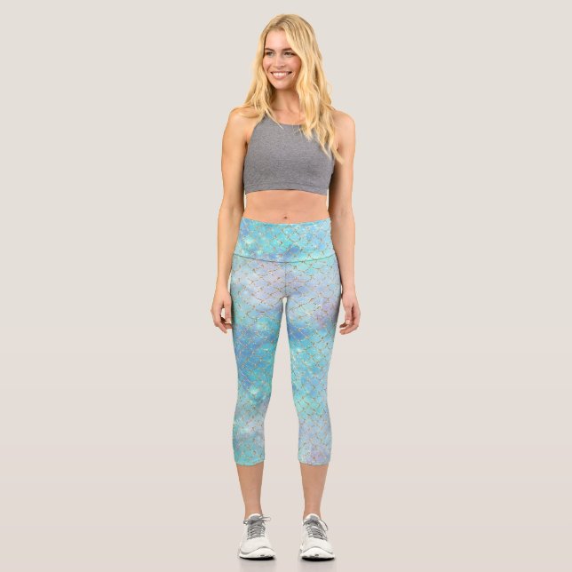Leggings Capri Une galaxie de sirène Série Conception 2  (Recto)