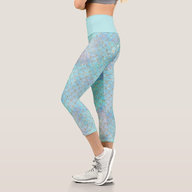 Leggings Capri Une galaxie de sirène Série Conception 2  (Gauche)