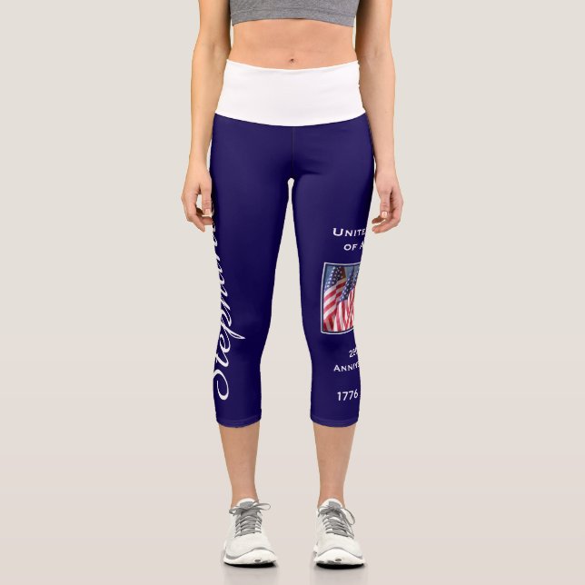 Leggings Capri USA 250e anniversaire Yoga personnalisé (Recto)
