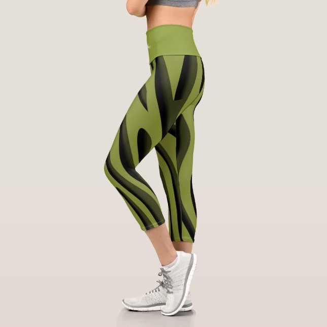 Leggings Capri Vague 3D Zebra Soft Vert Luxe (Gauche)