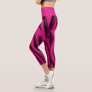 Leggings Capri Vague Zèbre 3D Rose douce de luxe