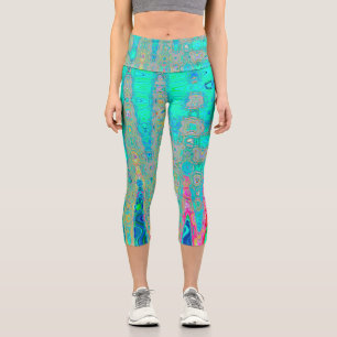 Leggings Capri Vagues atomiques rétro-Abstraites