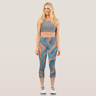 Leggings Capri vagues de corail et d'indigo