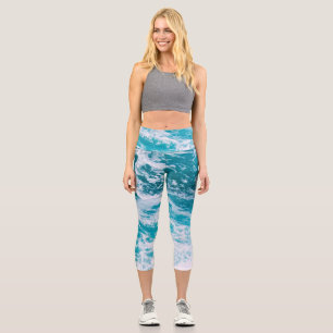 Leggings Capri Vagues de l'océan bleu