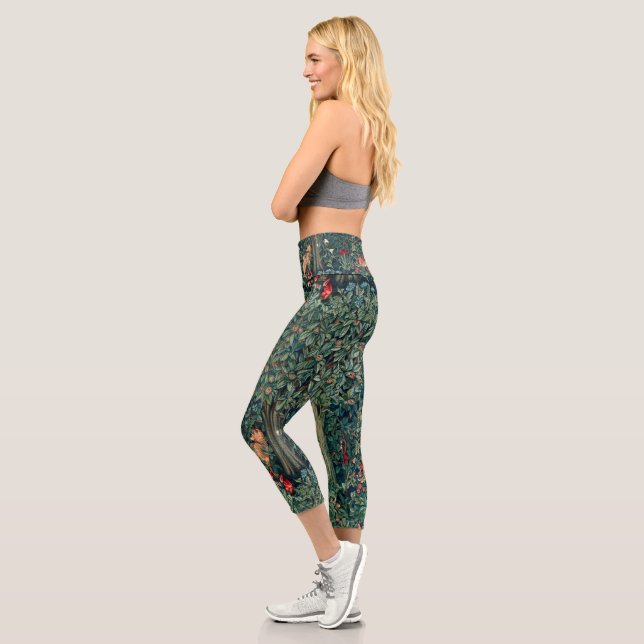 Leggings Capri VERDURE, Hares d'ANIMAUX FORESTIERS, Renard, Flora (Gauche)