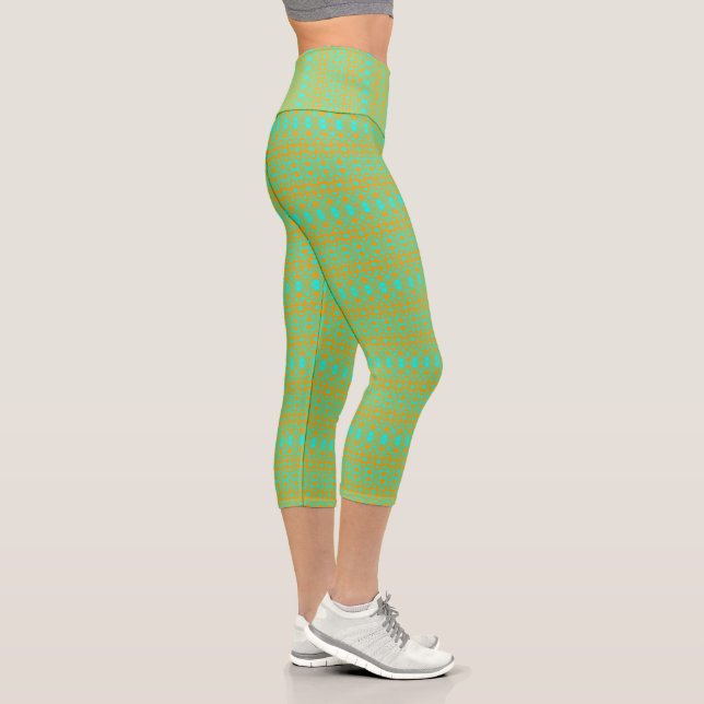 Leggings Capri Vert clair et Motif orange (Droite)