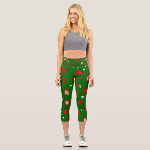 Leggings Capri vert de Noël tropical tiki