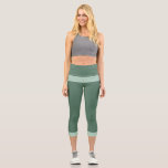 Leggings Capri Vert foncé et vert pastel<br><div class="desc">Décor charmant vert foncé et vert pastel.</div>