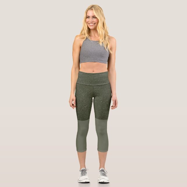 Leggings Capri Vert Moss Deux Tons - Personnalisab (Recto)