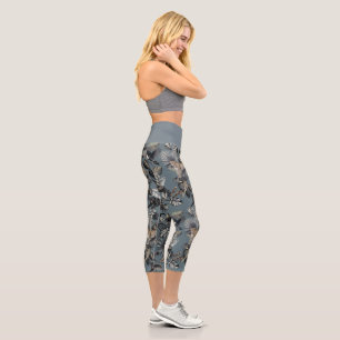 Leggings Capri Vêtements de sport tendance bleu gris botanique ju