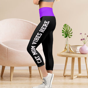 Leggings Capri Vibes Personalisées De Maman Chat Sur Des Grilles