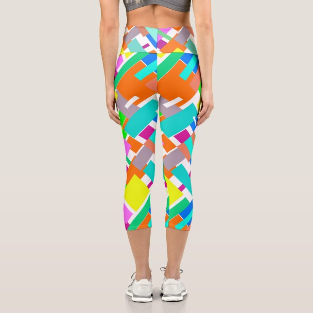 Leggings Capri Vibes Positives Couleurs Joyeuses Blocs D'Art Abst (Verso)