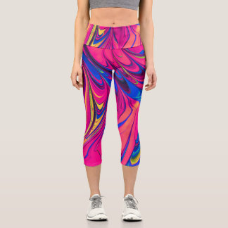 Leggings Capri Vibrant Color Aesthetic Pattern