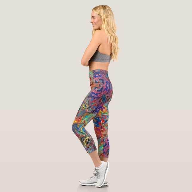 Leggings Capri Vibration psychédélique - Jolie jambe Capris (Gauche)