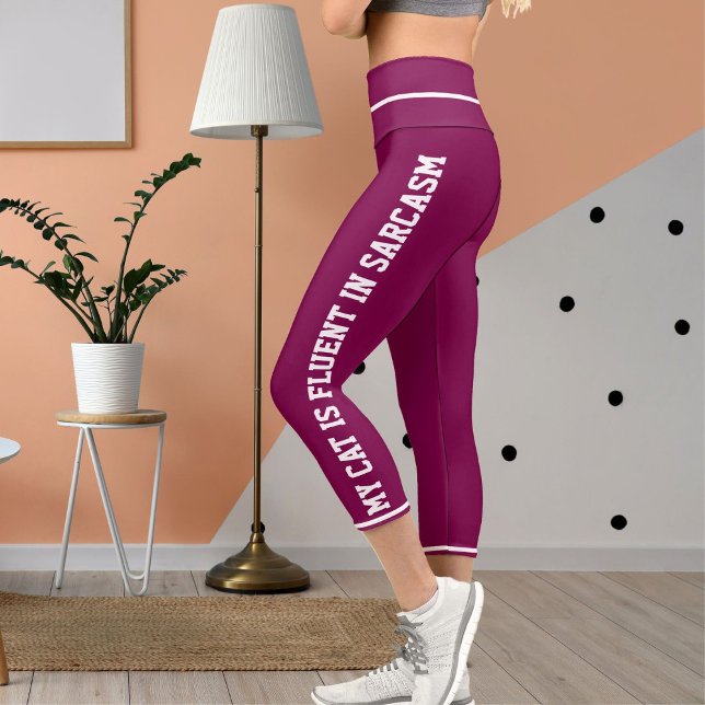 Leggings Capri Vin Blanc Personnalisé Fun Style Comique Thème Cha (Créateur téléchargé)