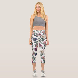 Leggings Capri Vintage Garden Blooms All-Over Print