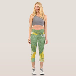 Leggings Capri Vintage Ginkgo Biloba : Feuilles tropicaux
