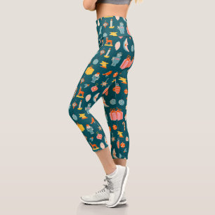 Leggings Capri Vintage Noël Ornements Motif