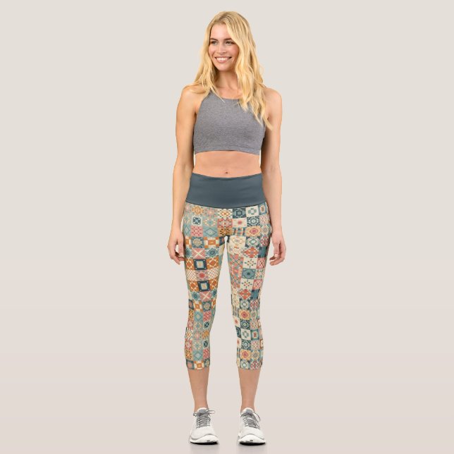 Leggings Capri Vintage, patchwork, paré (Recto)
