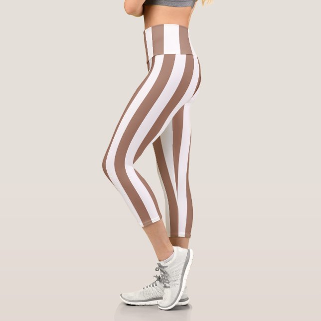 Leggings Capri Vintages bandes verticales Mocha Mousse Blanc (Gauche)
