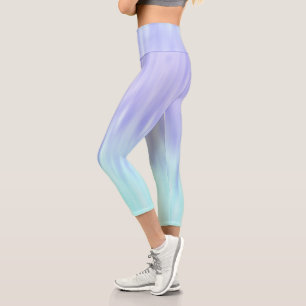 Leggings Capri Violet Aqua Blue Pastel Gradient Ombre Chic
