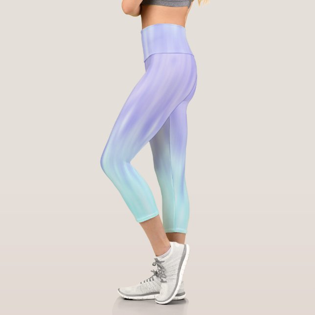 Leggings Capri Violet Aqua Blue Pastel Gradient Ombre Chic (Gauche)