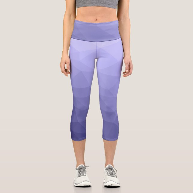 Leggings Capri Violet bleu maille foncé motif géométrique (Recto)