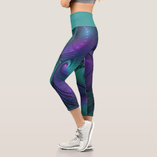 Leggings Capri Violet rencontre Turquoise moderne art fractal abs