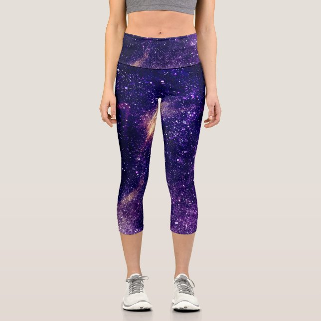 Leggings Capri Violet violet abstraite galaxie univers (Recto)