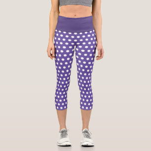 Leggings Capri Violet violet blanc pois motif