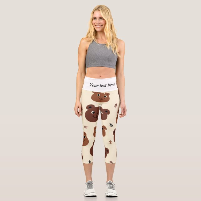 Leggings Capri Visage drôle d'ours (Recto)