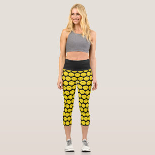 Leggings Capri Visage jaune noir sourire